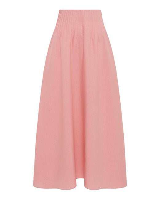 Gabriela Hearst Pink Penelope Midi Skirt