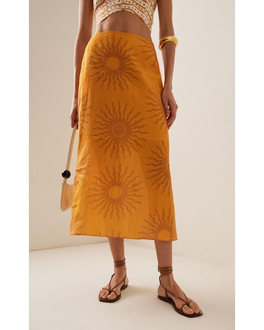 Cala De La Cruz Yellow Fabiana Linen Skirt
