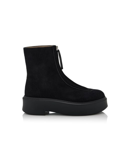 The Row Black Zipped Suede Boots