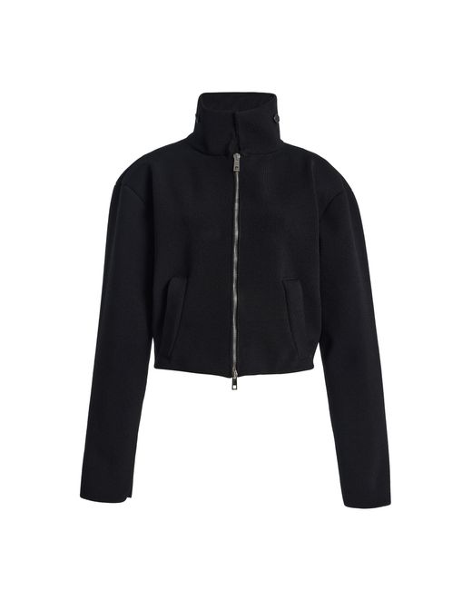 Brandon Maxwell Black The Alexis Sculpted Knit Bomber Jacket
