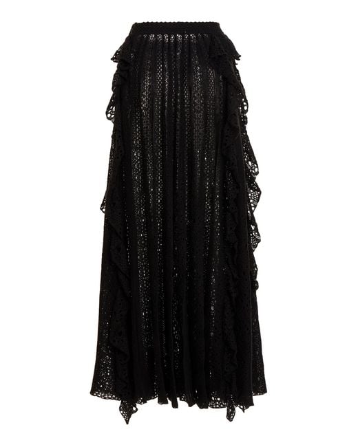 Chloé Black Knit Lace Linen-blend Maxi Skirt