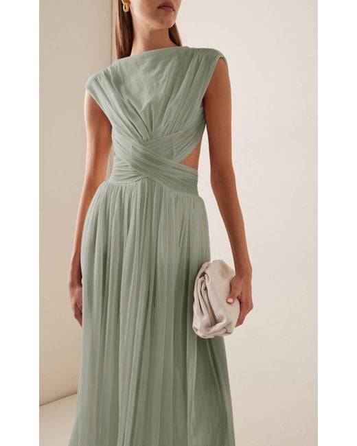 Philosophy Di Lorenzo Serafini Green Wrapped Chiffon Maxi Dress