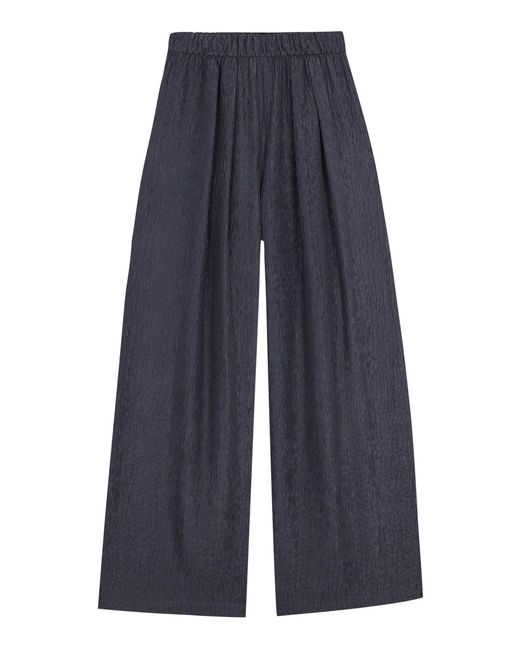 Cortana Blue Anhelo Silk Chiffon Wide Leg Pants