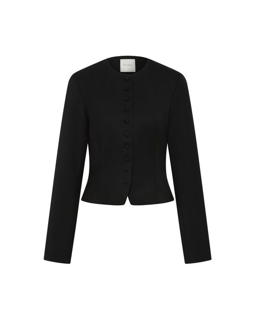 St. Agni Black Tailored Wool-Blend Button Jacket