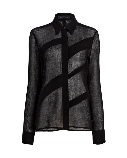 Proenza Schouler Black Amber Wool Crinkle Gauze Shirt
