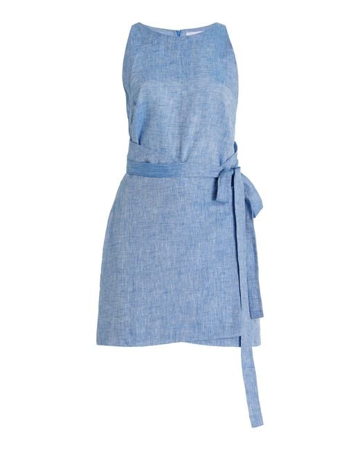 Bondi Born Blue Lucca Organic Linen Mini Dress
