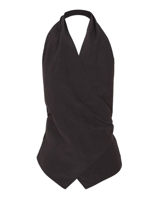 Cortana Black Sofia Linen-Silk Top