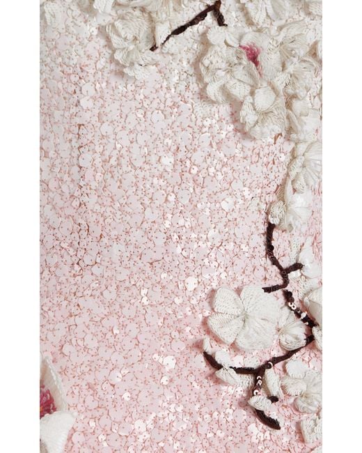 Oscar de la Renta Pink Sequined Mini Dress