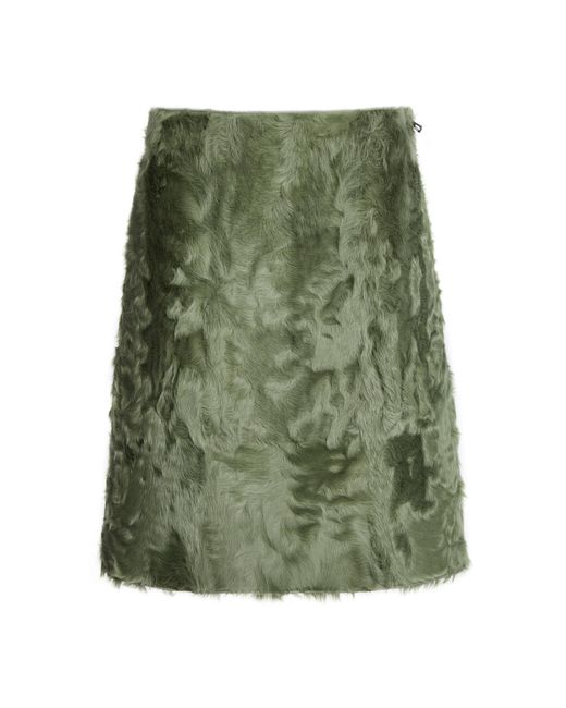 Marni Green Fur Midi Skirt