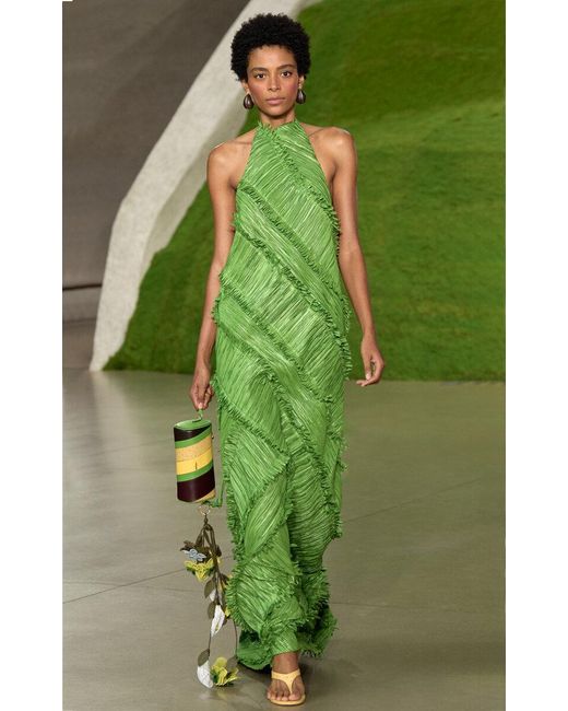Cult Gaia Green Yoonchae Fringe Gown
