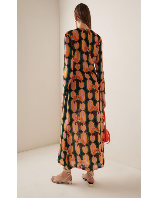 LaDoubleJ Metallic Printed Silk-blend Maxi Dress