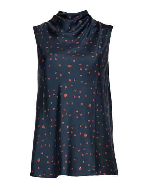 Altuzarra Blue Arlington Silk Cowl-Neck Top