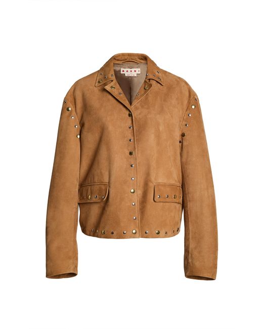Marni Brown Studded Leather Jacket