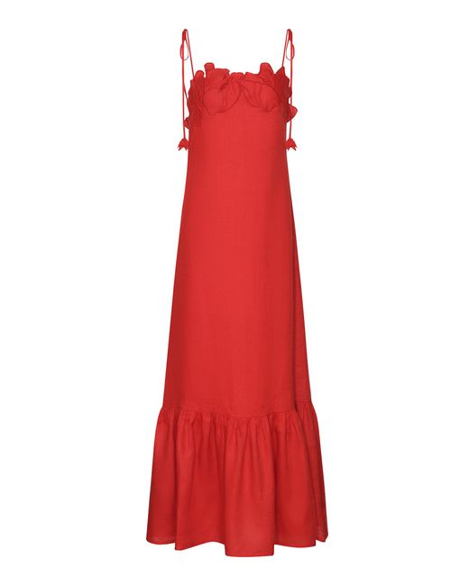 ANDRES OTALORA Poema Eterno Embroidered Linen Maxi Dress