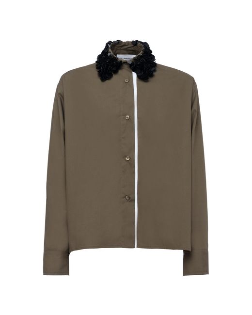 DES_PHEMMES Brown Classic Embellished Cotton Shirt