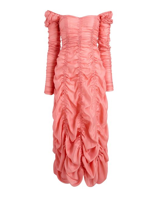 Khaite Red Judith Ruffled Silk Blend Dress