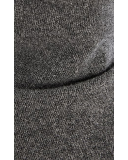 Carolina Herrera Gray Asymmetric Turtleneck Wool Sweater