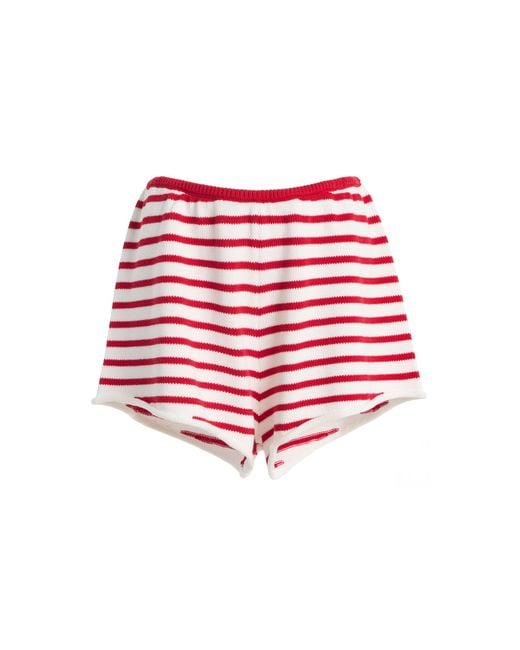 ELCE Red Cordelia Striped Cotton Shorts