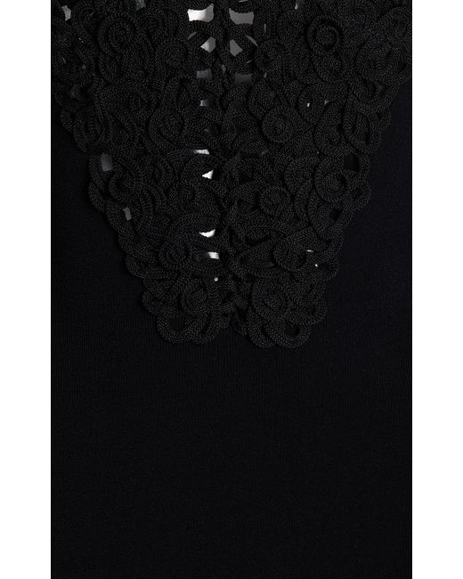 Galvan Black Embroidered-corset Jersey Midi Dress