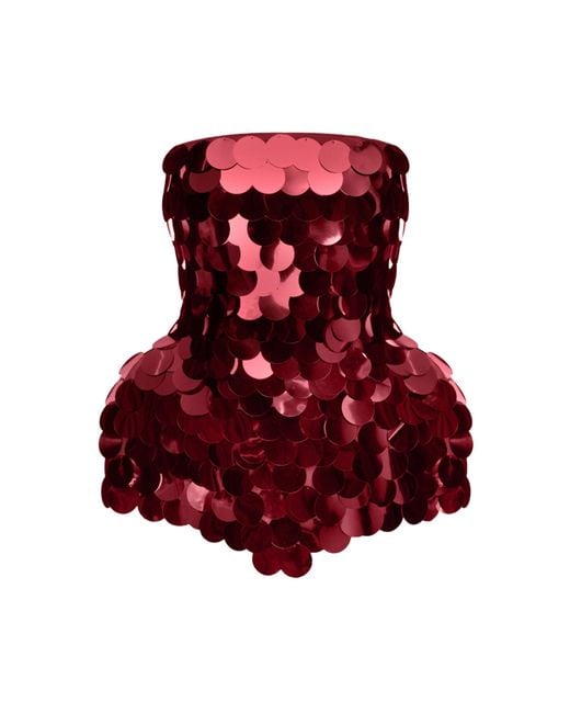 BALYKINA Red Sequined Corset Top