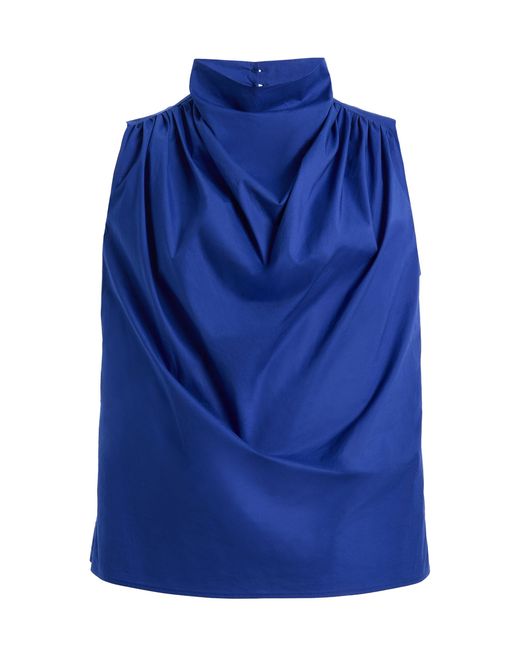 Kallmeyer Blue Penny Draped Cotton Top