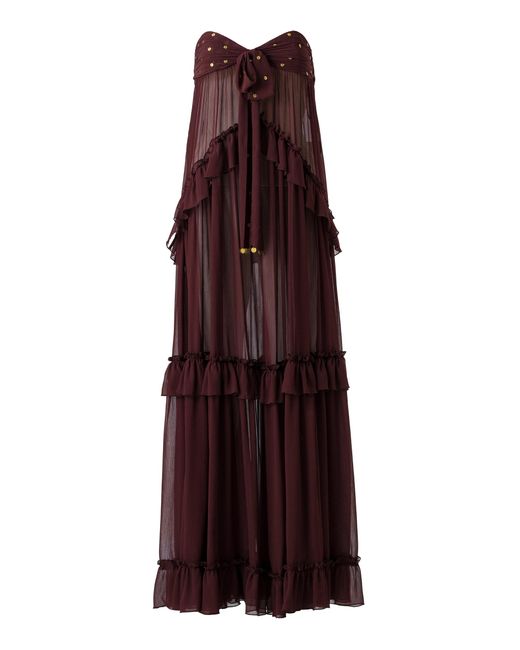 Siedres Purple Josiane Embellished Chiffon Maxi Dress