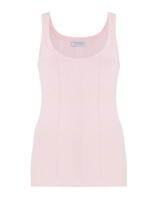 Gabriela Hearst Pink Lucy Pointelle-Knit Wool Tank Top