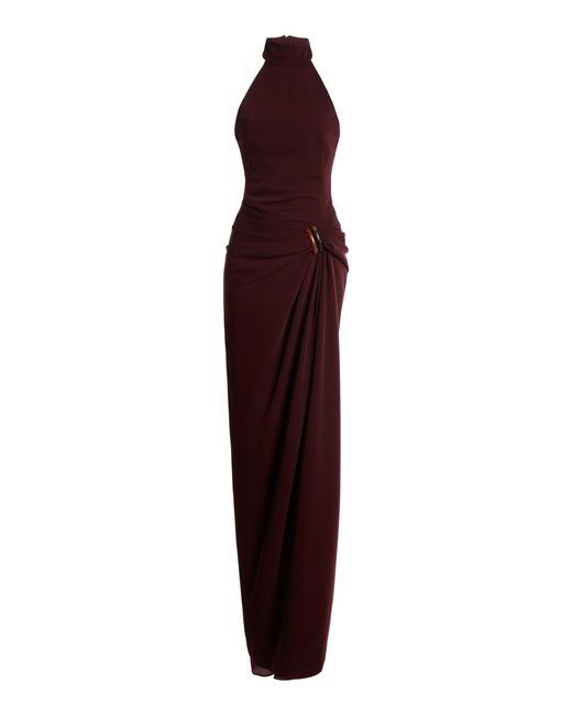 Zuhair Murad Purple Halter Top Cady Maxi Dress