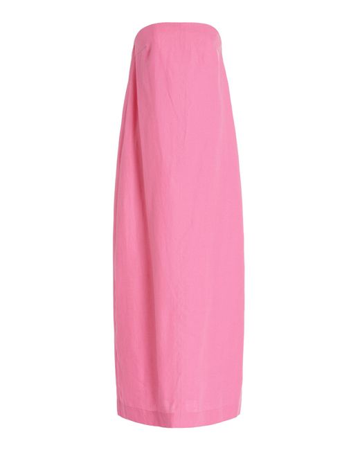 Bondi Born Pink Delphi Strapless Organic Linen Maxi Dress