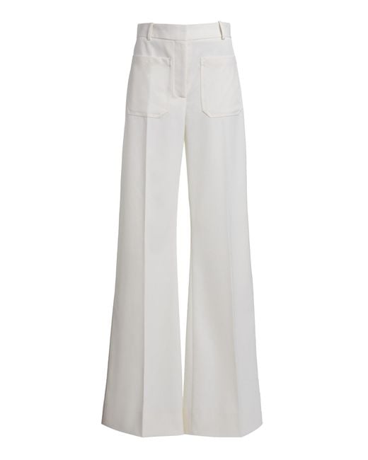 Victoria Beckham White Alina High-Rise Wide-Leg Trousers