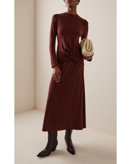Johanna Ortiz Brown Sail Shade Twisted Midi Dress