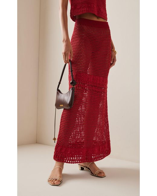 All That Remains Red Grace Crocheted Cotton Maxi Skirt