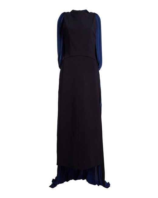 Lanvin Blue Asymmetrical Open-Back Maxi Dress