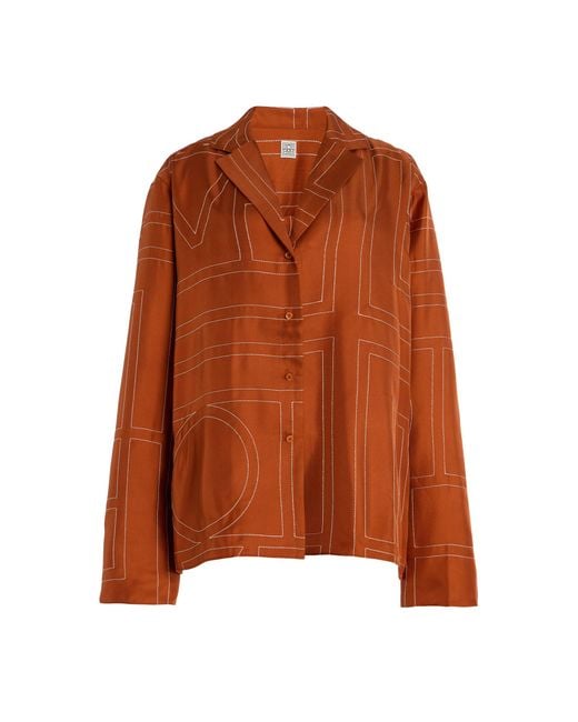 Totême  Orange Monogram Silk Top