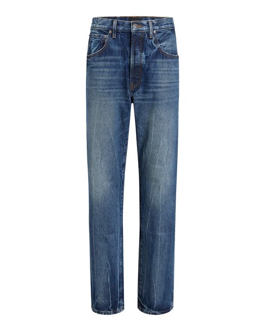 Khaite Blue Fortuna Mid-Rise Denim Straight-Leg Jeans