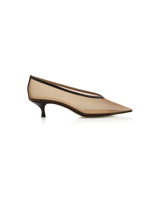 Le Monde Beryl Brown Babouche Mesh Kitten Heel Pumps