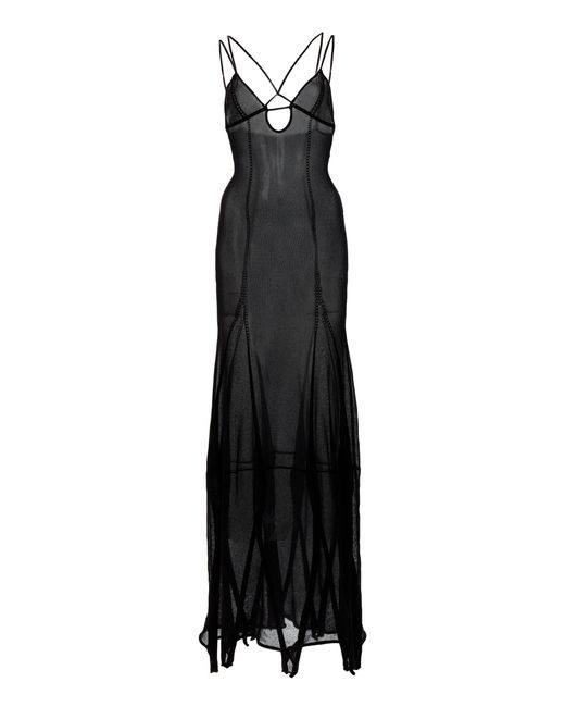 Jacquemus Black Basgia Organic Cotton-blend Maxi Slip Dress