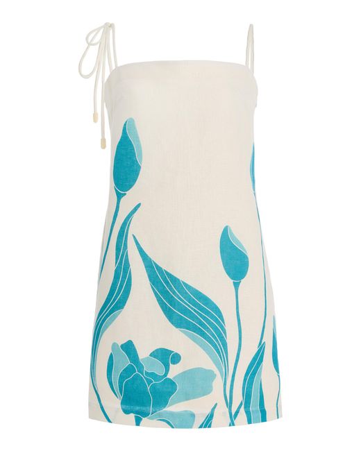ANDRES OTALORA Blue Exclusive Brisa Floral Linen Mini Dress