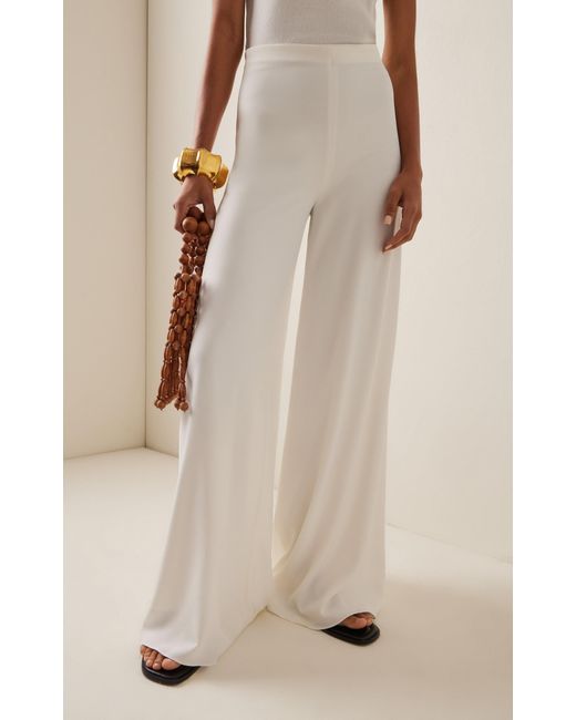 ANDRES OTALORA White Andes High-rise Crepe Wide-leg Pants