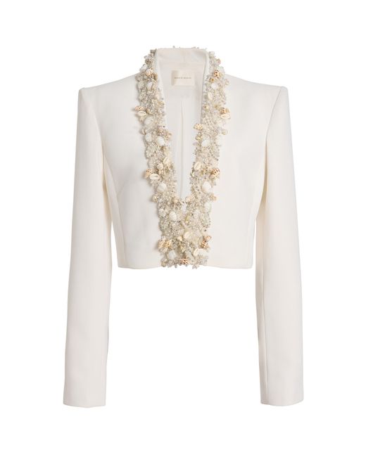 Zuhair Murad White Cropped Embellished Jacket