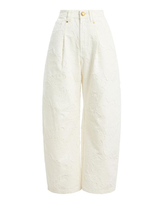 Aje. White Harlo Cotton Denim Barrel Jeans