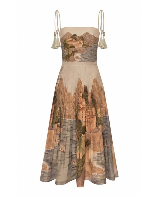 ANDRES OTALORA Natural Ocaso Vivo Cotton Midi Dress