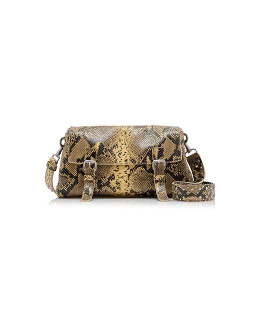 Dries Van Noten Metallic Python-Effect Leather Satchel Bag