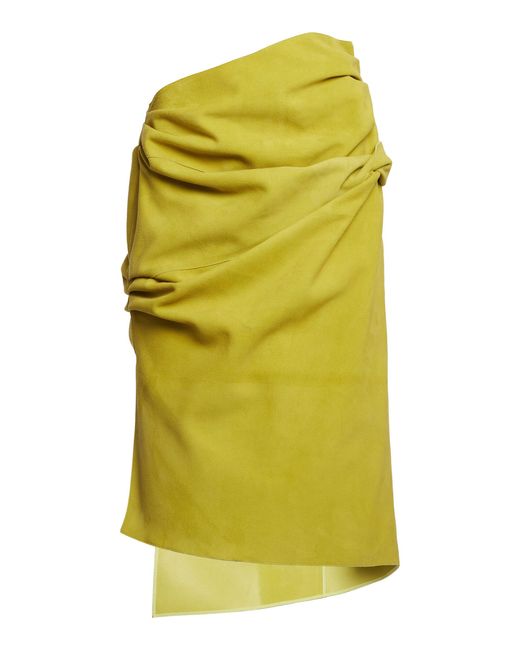 Christopher Esber Yellow Marea Suede Midi Skirt