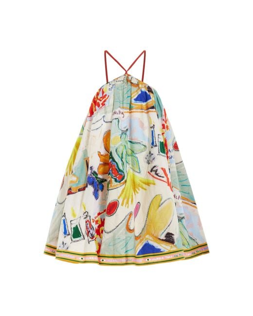 ALÉMAIS White La Charrasca Printed Cotton Minidress