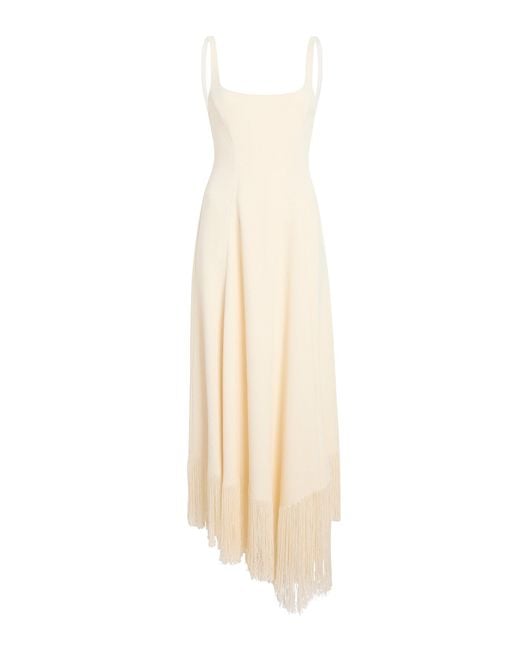 Khaite White Vivian Fringed Crepe Maxi Dress