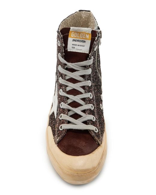 Golden Goose Deluxe Brand Brown Francy Penstar Suede-trimmed Glittered Sneakers