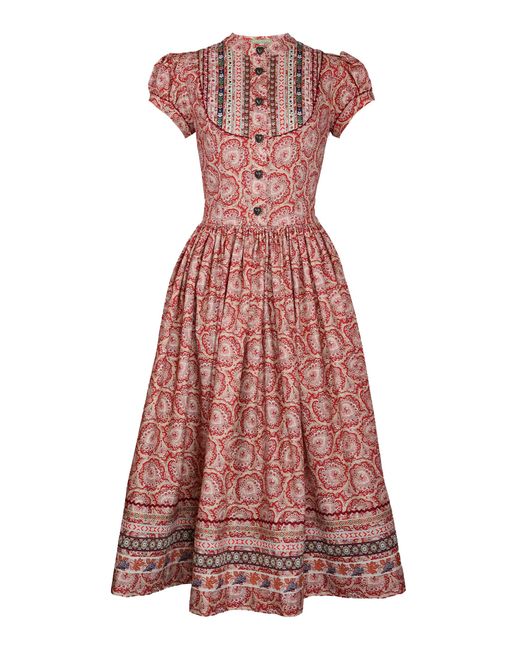 Lena Hoschek Red Gretl Cotton Midi Dress