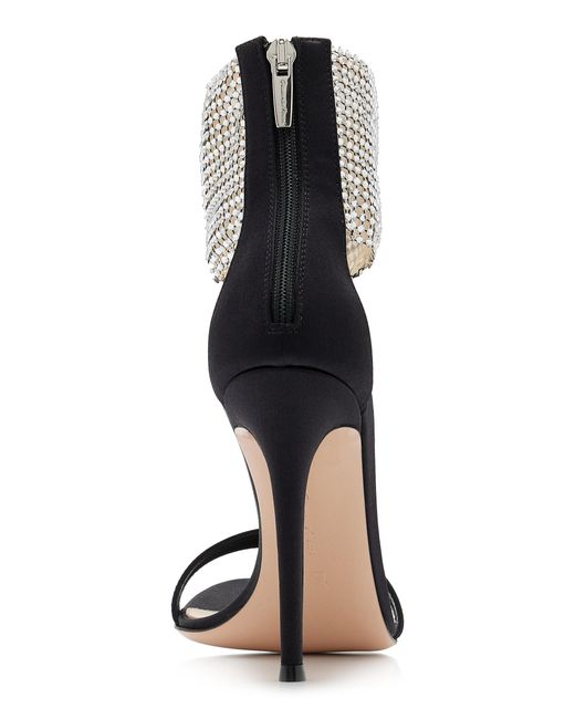 Gianvito Rossi Black Crystal-Embellished Satin Sandals