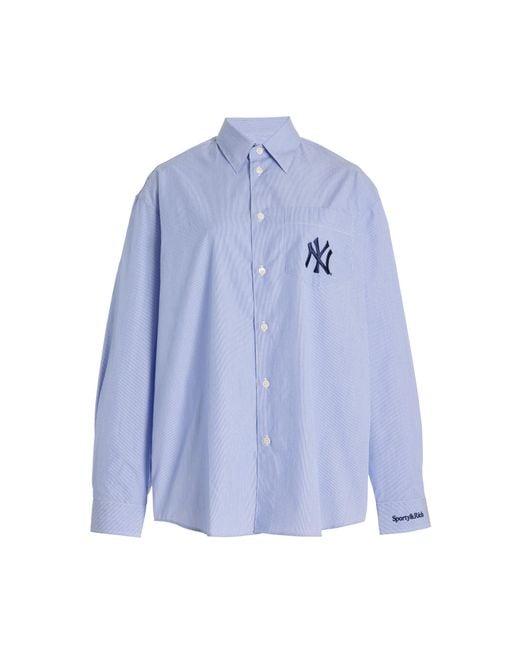 Sporty & Rich Blue X Yankees Oversized Cotton Shirt